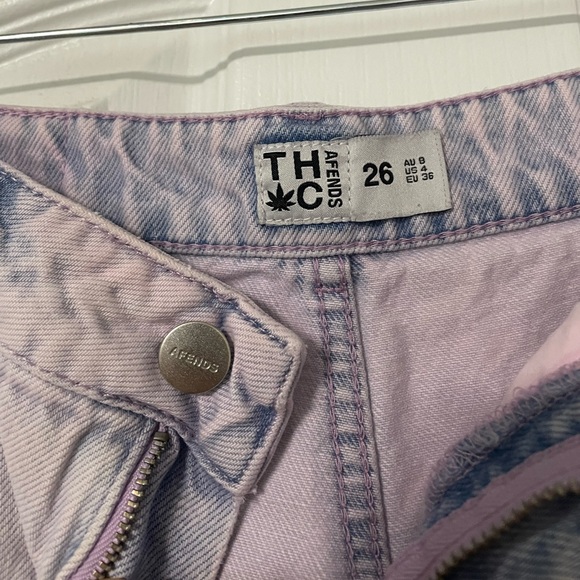 Afends Denim High Waisted Shorts Vintage Orchid Size 26 - Picture 4 of 6